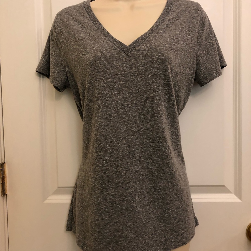 Gray Mossimo Jersey Tee Shirt Women Lg V-Neck EUC